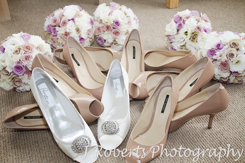 Bridal shoes and flowers - wedding photography sydney